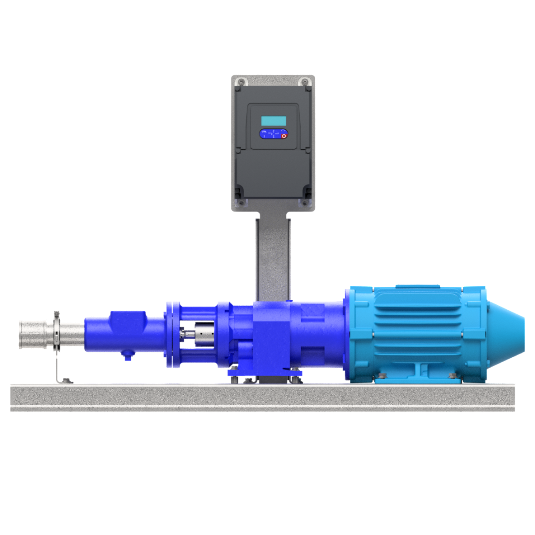 Moyno B4015D Metering Pump on basejob with motor and VFD.