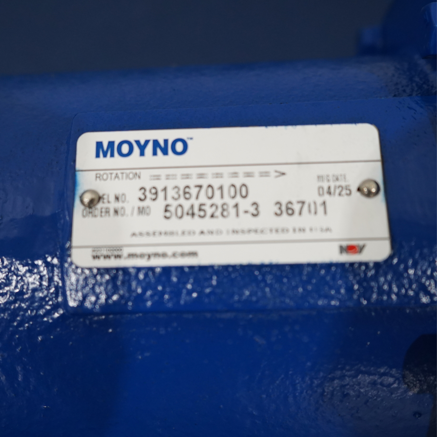 Moyno 36701 Progressive Cavity Pump model number 3913670100